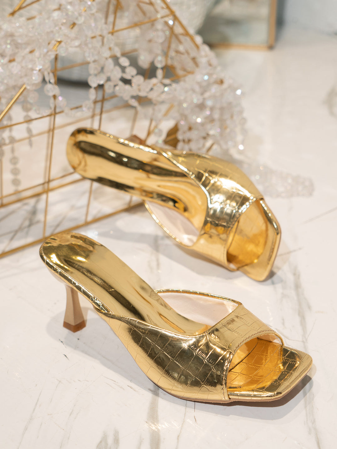 Damen Offene High Heels Sandaletten mit eleganter Lackoberfläche und schickem Blockabsatz R&B