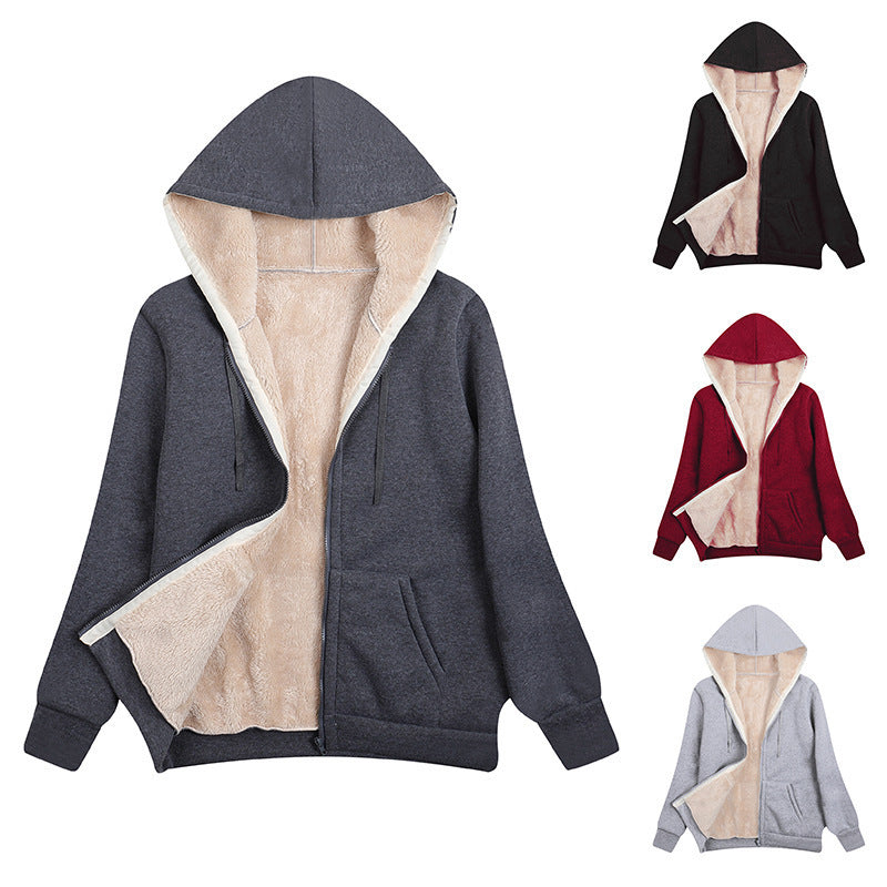 Damen kuschelige Fleecejacke mit Kapuze und Taschen R&B