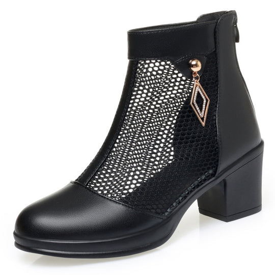 Damen Elegante Cut-Out Stiefeletten mit modischem Netzdesign R&B