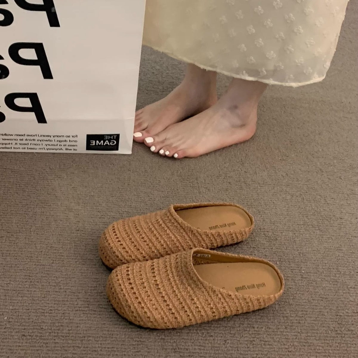 Damen bequeme Slipper aus atmungsaktivem Textilmaterial R&B