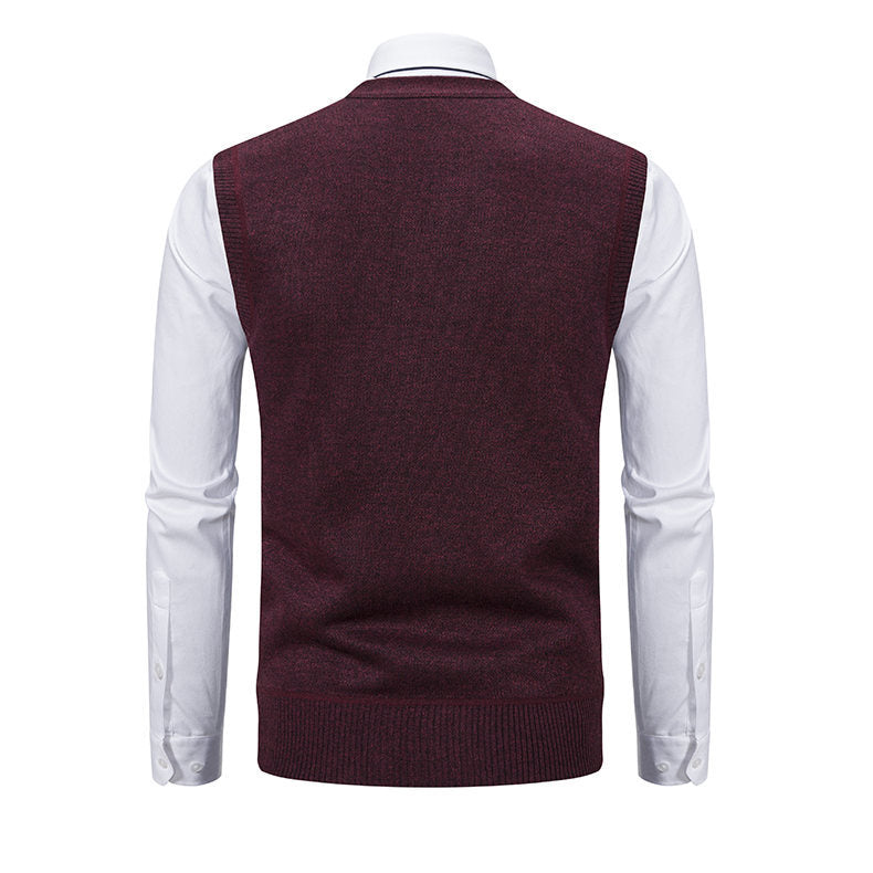 Herren elegante Strickweste mit modernem Rautenmuster und praktischen Taschen