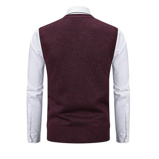 Herren elegante Strickweste mit modernem Rautenmuster und praktischen Taschen R&B