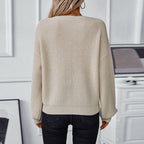 Damen Strickpullover mit V-Ausschnitt und dekorativem Strukturmuster