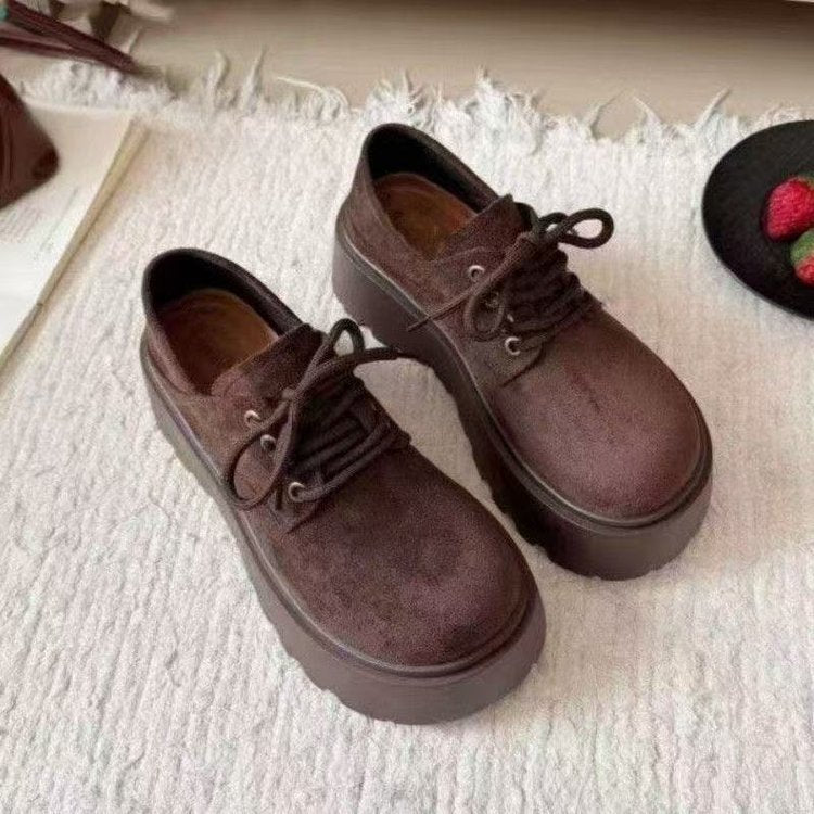 Damen Bequeme Plateau-Schnürschuhe aus Wildleder R&B