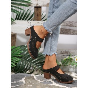 Damen Komfortable Plateausandalen mit offenem Zehenbereich und dekorativem Schnitt R&B