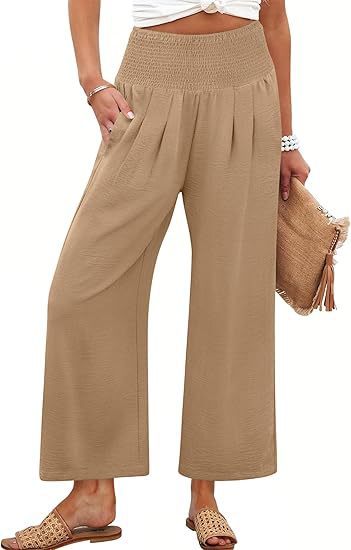 Damen Weite Culotte-Hose mit elastischem Bund und Falten R&B