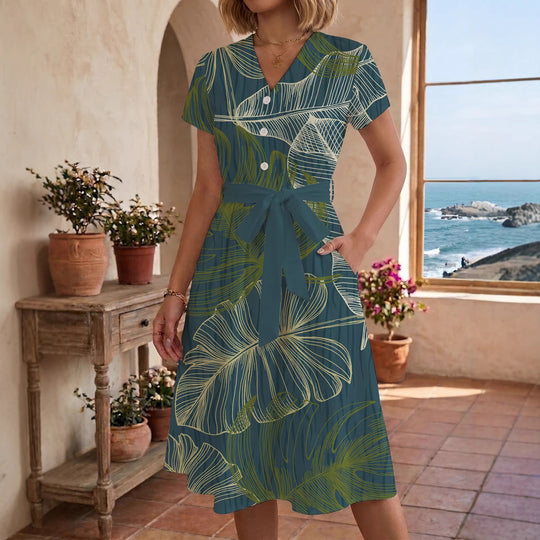 Damen Midi-Kleid mit floralem Design und bequemer Passform R&B