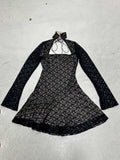 Damen Spitzenkleid mit kurzem Stehkragen und langen Ärmeln R&B