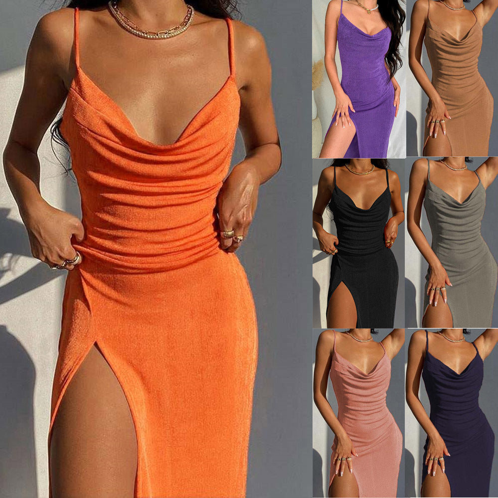 Damen figurbetontes Abendkleid mit elegantem Schlitz