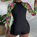Damen Einteiler Surfanzug mit langarmiger floralem Design und Reißverschluss R&B