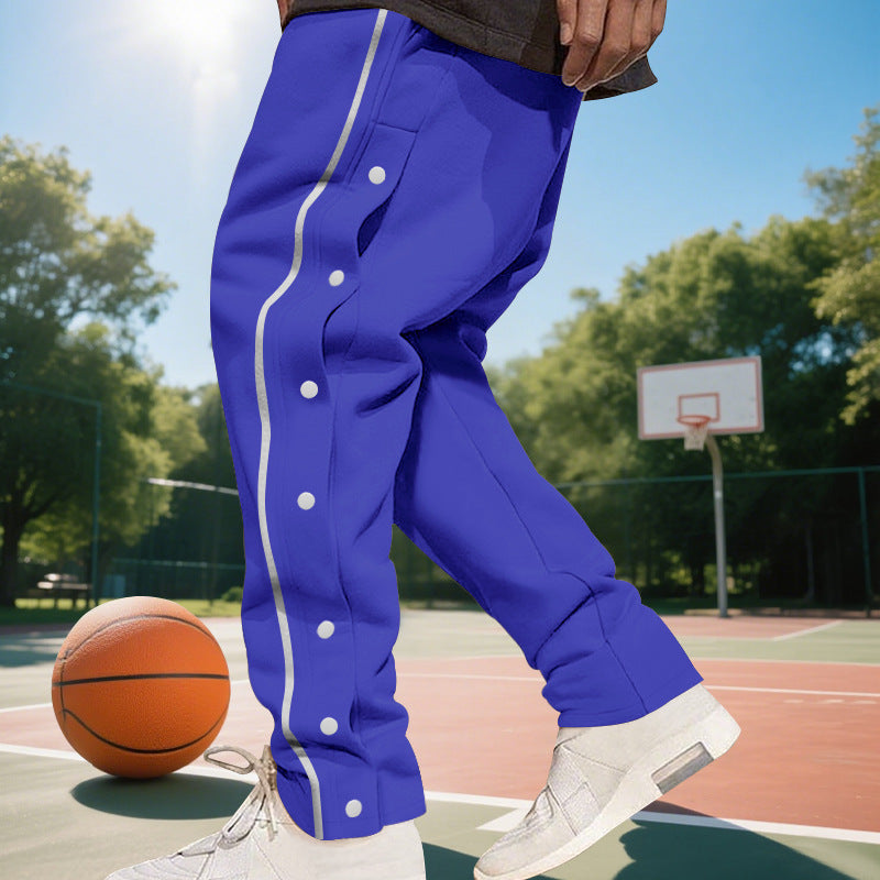 Herren Sportliche Jogginghose mit seitlichen Druckknöpfen und elastischem Bund R&B