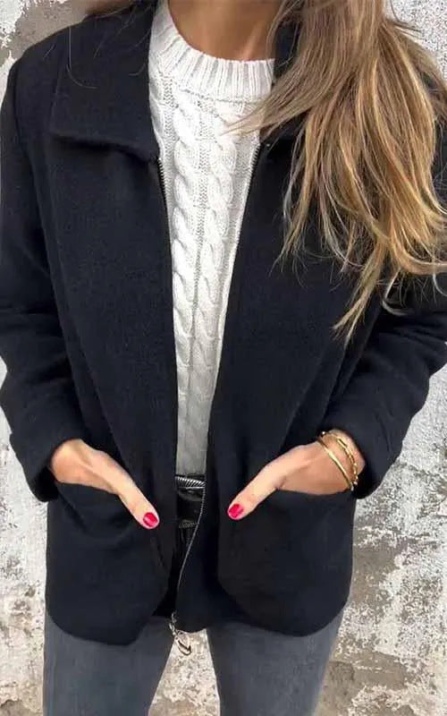 Damen kuschelige Fleecejacke mit kurzen Kragen R&B