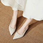 Damen Slingback-Pumps mit feinem Falten-Design
