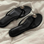 Damen Zehentrenner-Sandalen mit elegantem Goldakzent und weichem Fußbett R&B