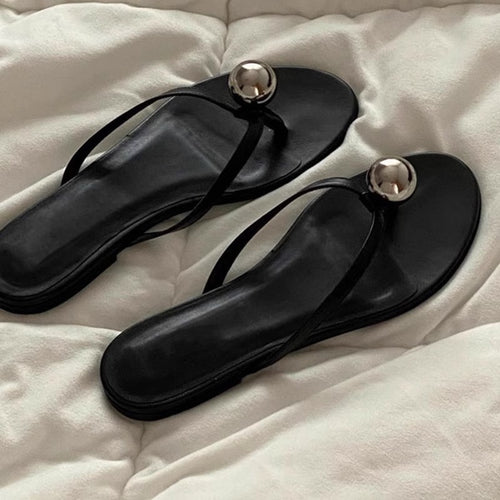 Damen Zehentrenner-Sandalen mit elegantem Goldakzent und weichem Fußbett R&B