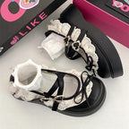 Damen Plattform-Sandalen mit verspieltem Spitzendetail und elegantem Riemenverschluss R&B