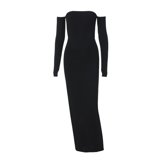 Damen Elegantes langes Kleid mit schulterfreiem Design und langen Ärmeln R&B