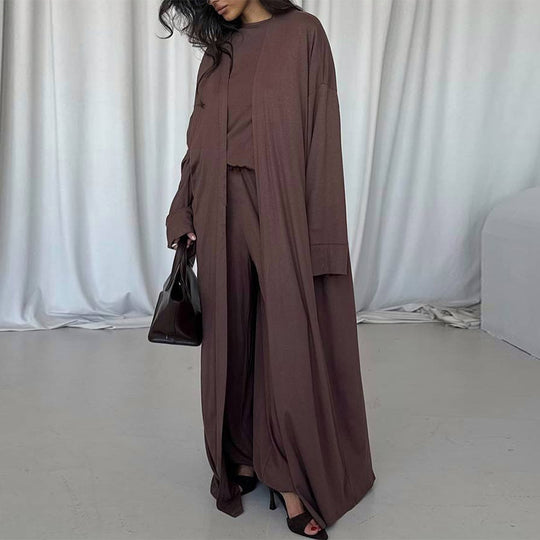 Damen elegantes Maxi-Kleid mit weit geschnittenem Cardigan R&B