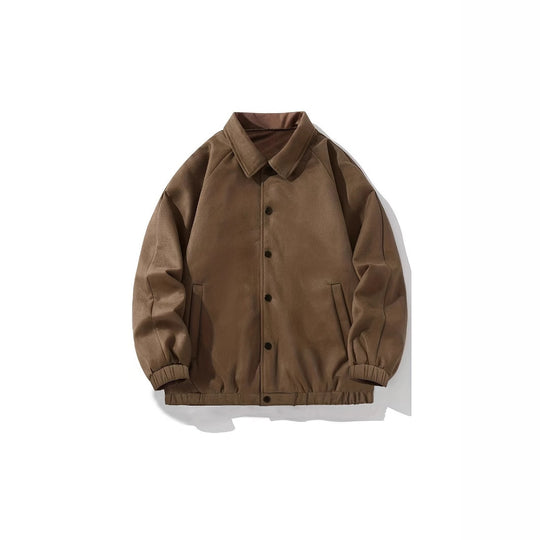 Herren lässige Overshirt-Jacke aus bequemem Softmaterial mit Druckknopfverschluss R&B