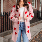 Damen Strickjacke mit Herzmuster und praktischen Taschen R&B