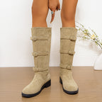 Damen Modische Stiefel mit dekorativen Schnallen und komfortablem Blockabsatz