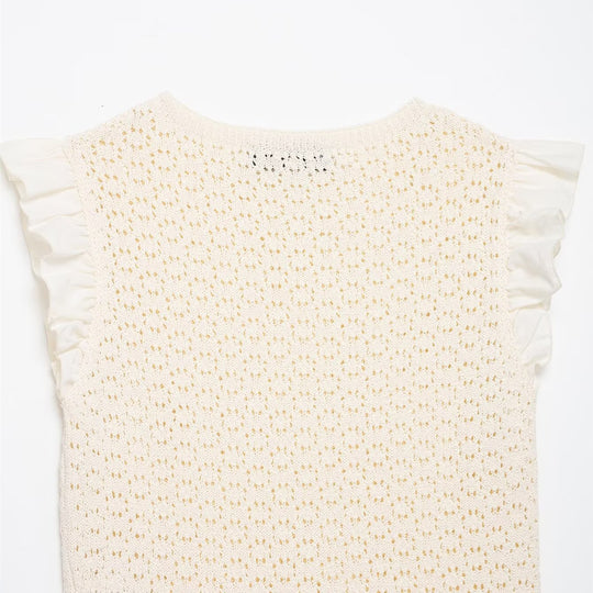 Damen Rüschenshirt mit feiner Lochstickerei und gerafftem Saum R&B