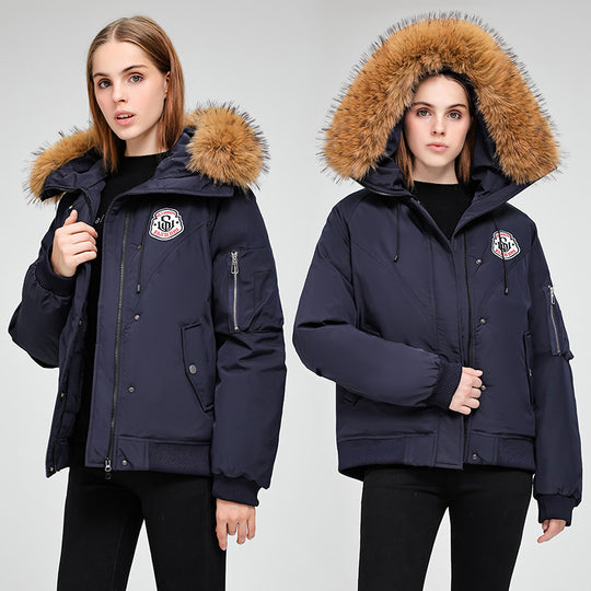 Damen Sportliche Pufferjacke mit abnehmbarem Kunstfellkragen und praktischen Taschen R&B