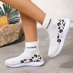 Damen modische Sockensneaker mit animalischem Muster und elastischem Obermaterial R&B
