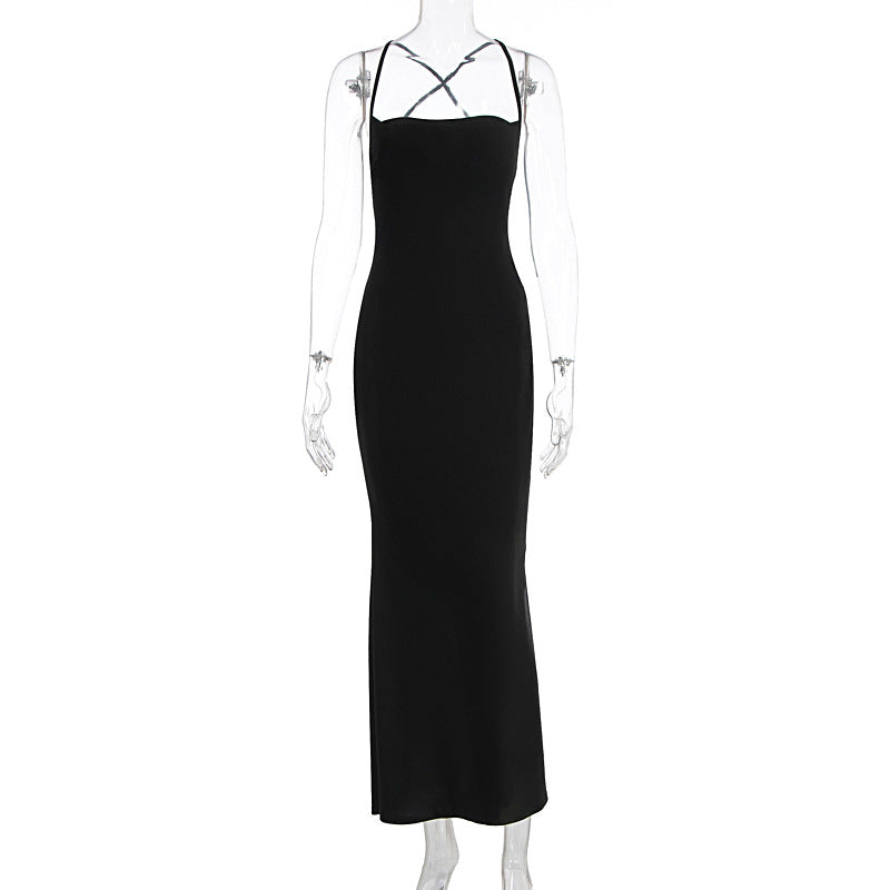 Damen Figurbetontes Maxikleid mit raffiniertem Cross-Back Design R&B