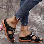 Damen Sandalen mit blütenverziertem Design und ergonomischer Sohle R&B