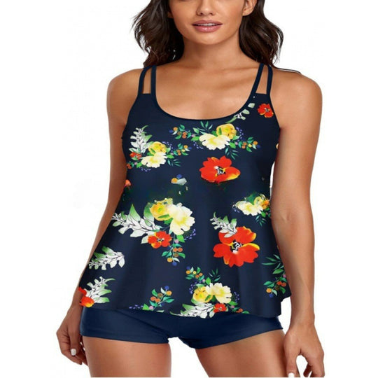 Damen Sportliches Tankini-Set mit bequemem Shorts und verstellbaren Trägern R&B