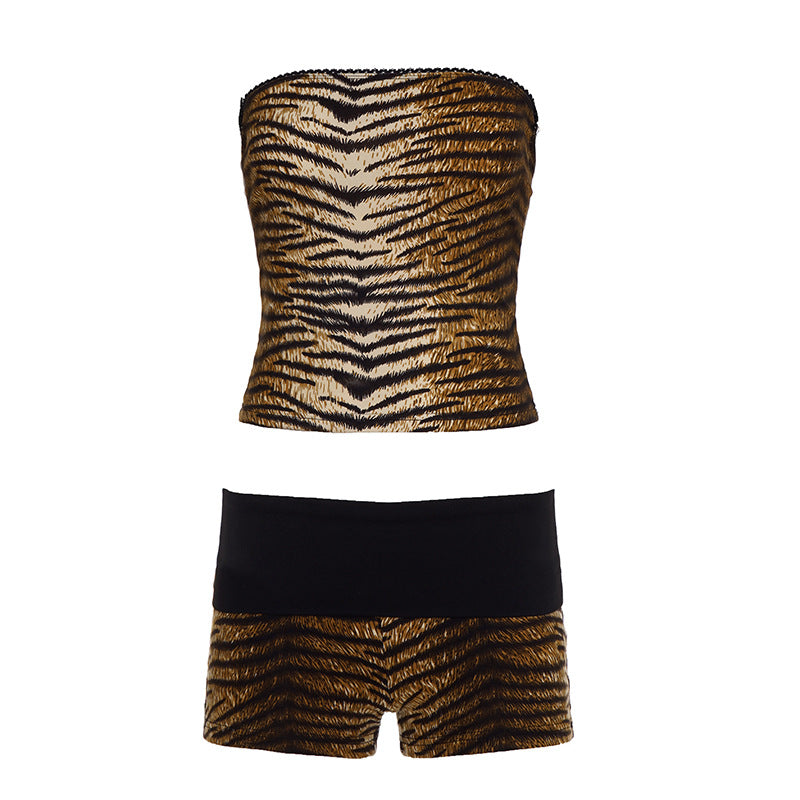 Damen Bandeau-Bikini-Set mit stylischen Tiermustern R&B