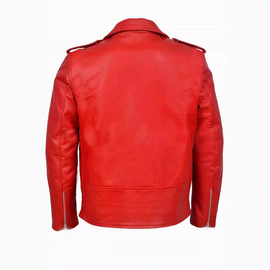 Herren Leder Bikerjacke mit dekorativem Gürtel