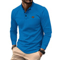 Herren Langarm-Henley-Shirt mit strukturierter Oberfläche und modischen Knopfdetails R&B