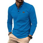 Herren Langarm-Henley-Shirt mit strukturierter Oberfläche und modischen Knopfdetails R&B