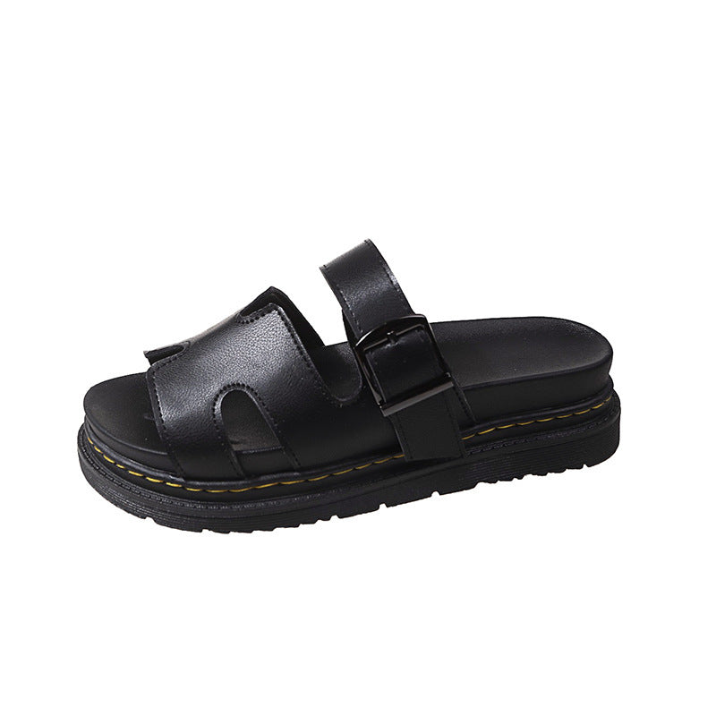 Damen bequeme Riemensandalen mit modischer Schnalle und gepolsterter Sohle R&B