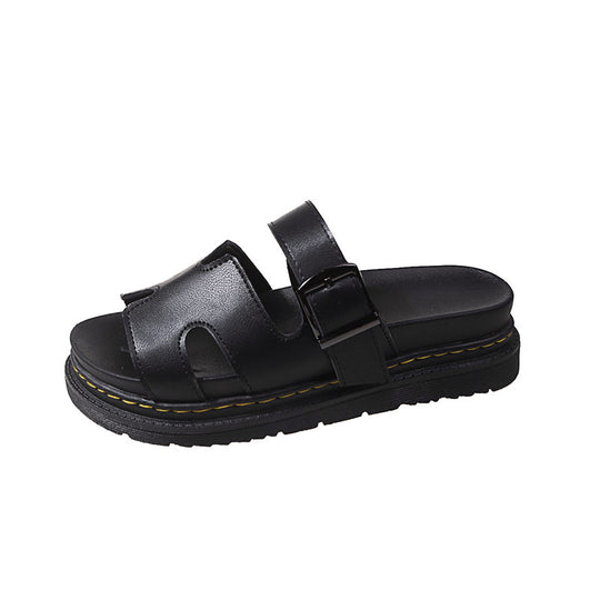 Damen bequeme Riemensandalen mit modischer Schnalle und gepolsterter Sohle R&B