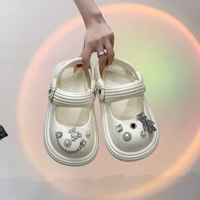 Damen Sandalen mit funkelnden Dekoren und praktischem Riemenverschluss EB