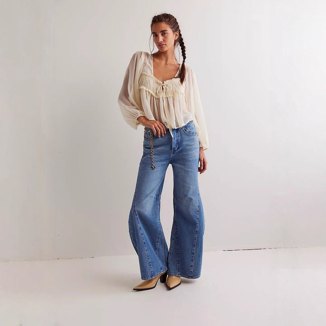 Damen Overdye Jeans mit weitem Schnitt