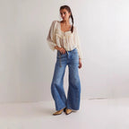 Damen Overdye Jeans mit weitem Schnitt