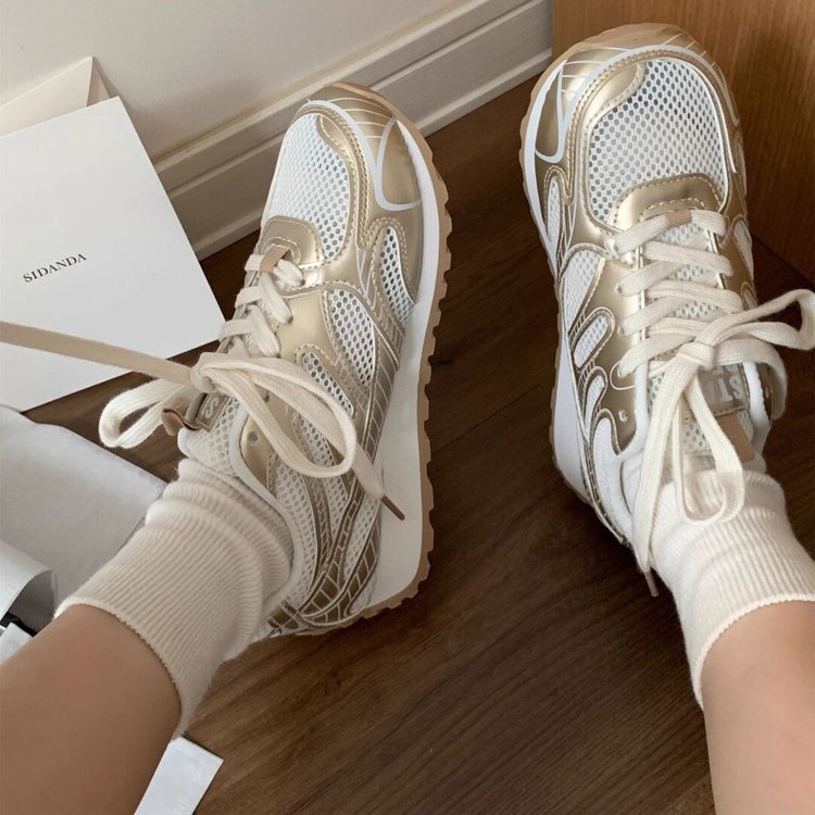 Damen Sportlich-elegante Mesh-Sneaker mit atmungsaktiver Sohle R&B