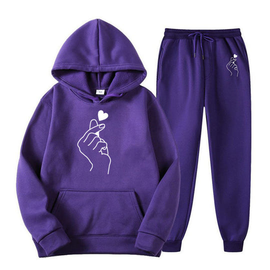 Damen Jogginganzug mit kreativem Herzmotiv und bequemer Passform R&B