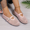 Damen atmungsaktive Ballerinas mit modischem Lochmuster und komfortablem Riemen R&B