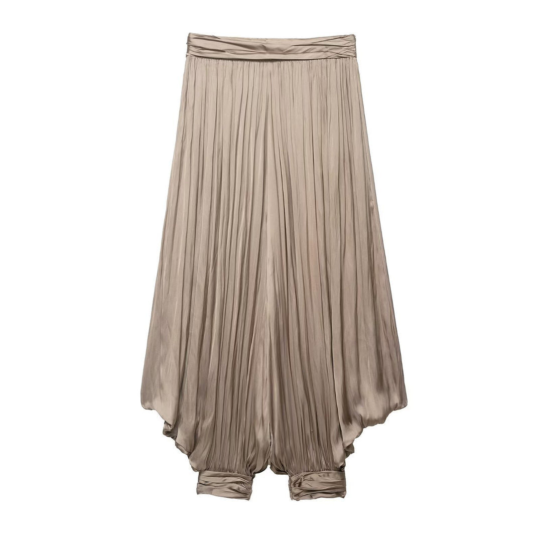 Damen Hochwertige Plisseehose mit elastischem Bund und schmalem Bein R&B