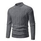Herren Strickpullover mit modernem Zopfmuster und hohem Kragen R&B