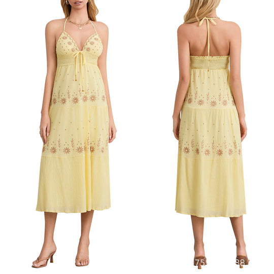 Damen Maxikleid mit zarten Stickereien R&B