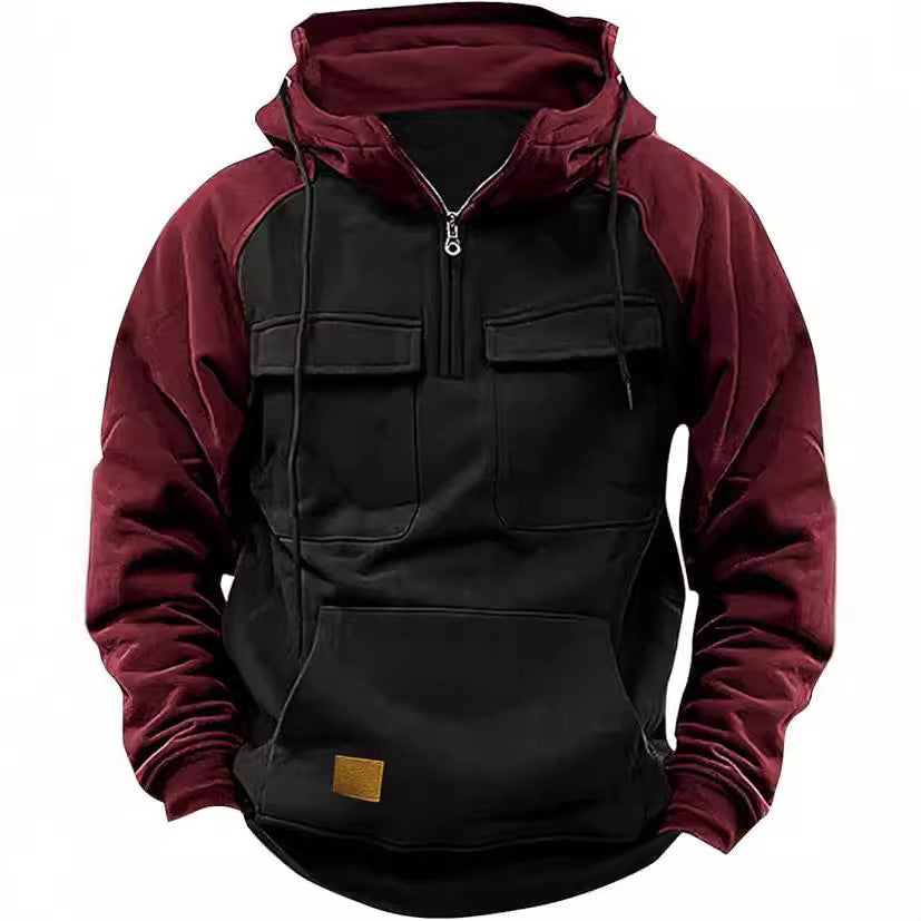 Herren Sportlicher Baumwoll-Hoodie mit Kapuze und praktischen Taschen R&B