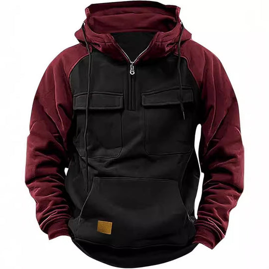 Herren Sportlicher Baumwoll-Hoodie mit Kapuze und praktischen Taschen R&B