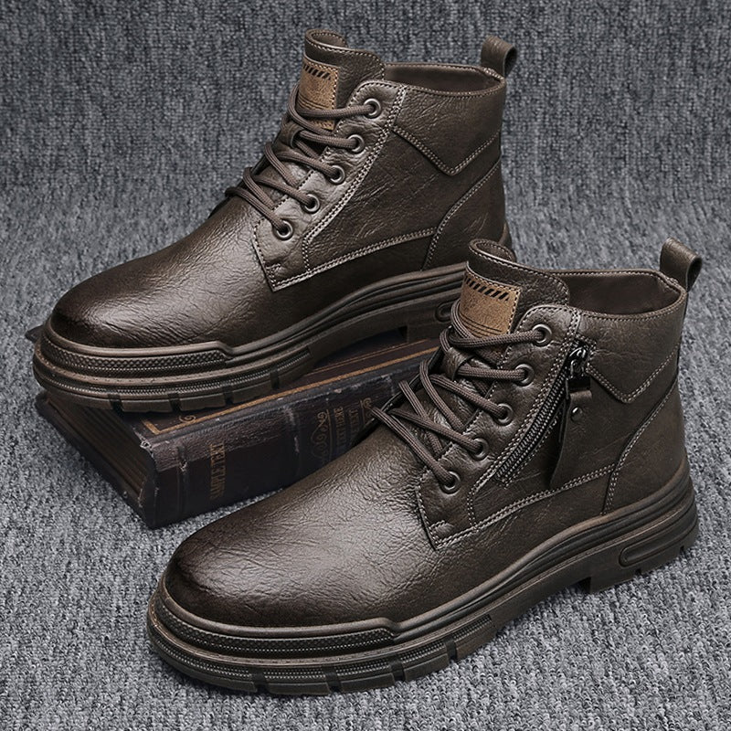 Damen Robuste Lederstiefel mit praktischem Reißverschluss und dämpfender Sohle R&B