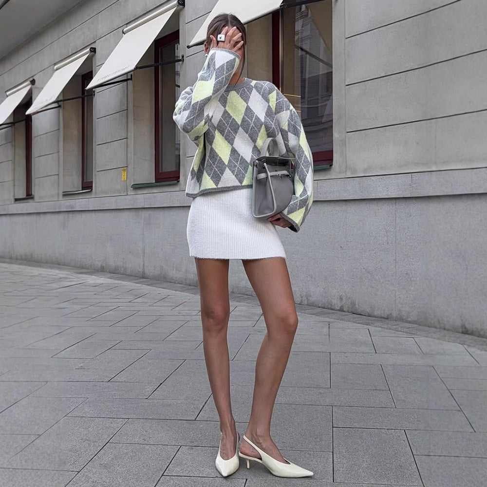 Damen modischer Pullover im Karomuster R&B
